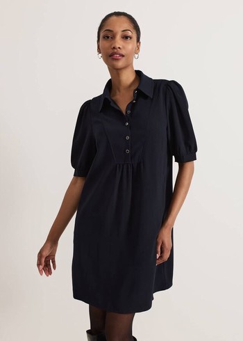 Phase Eight Claudia Button Swing Dress Navy Canada | EROQVT-382